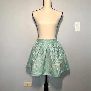 Urban Outfitters Renewal Metallic Flare Mini Skirt